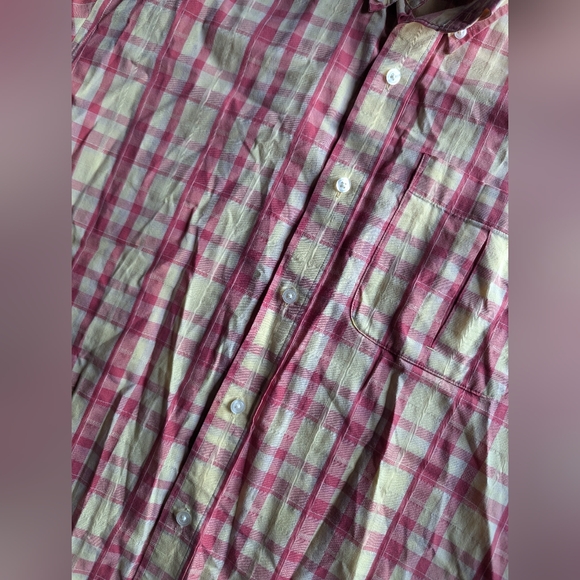 Cutter & Buck Chambray Short Sleeve Shirt Red & Yellow Plaid Mens XL 100% Cotton - Picture 10 of 16